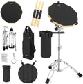 Practice Drum Pad Stand Set with 12ft Double Sided Silent Pad