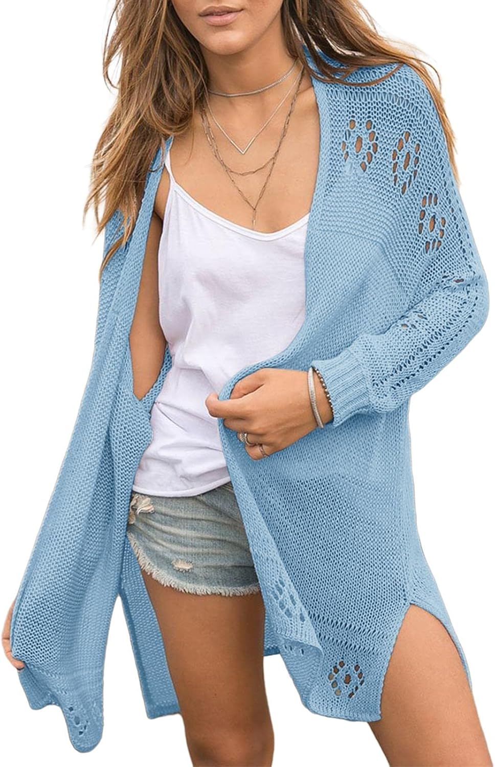 Misassy Womens Open Front Knit Sheer Cardigans for Summer Style