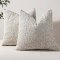 Striped Throw Pillow Covers 20x20 Set of 2 - Cream Grey Boucle