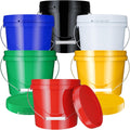 6 Pack 2 Gallon Plastic Bucket with Lid - Durable Multipurpose Set