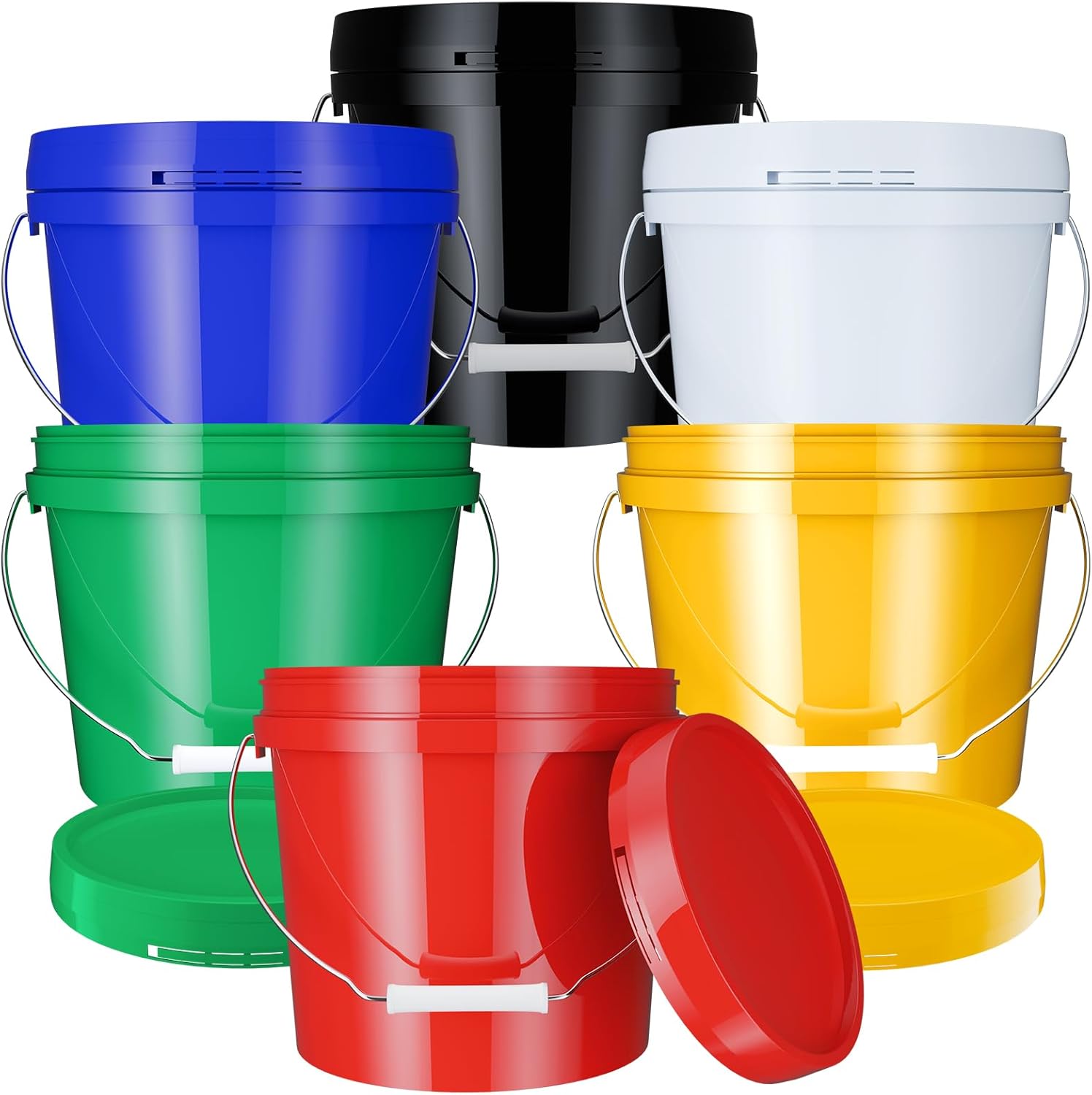 2 Gallon Plastic Bucket with Lid - Heavy Duty Multipurpose Pail