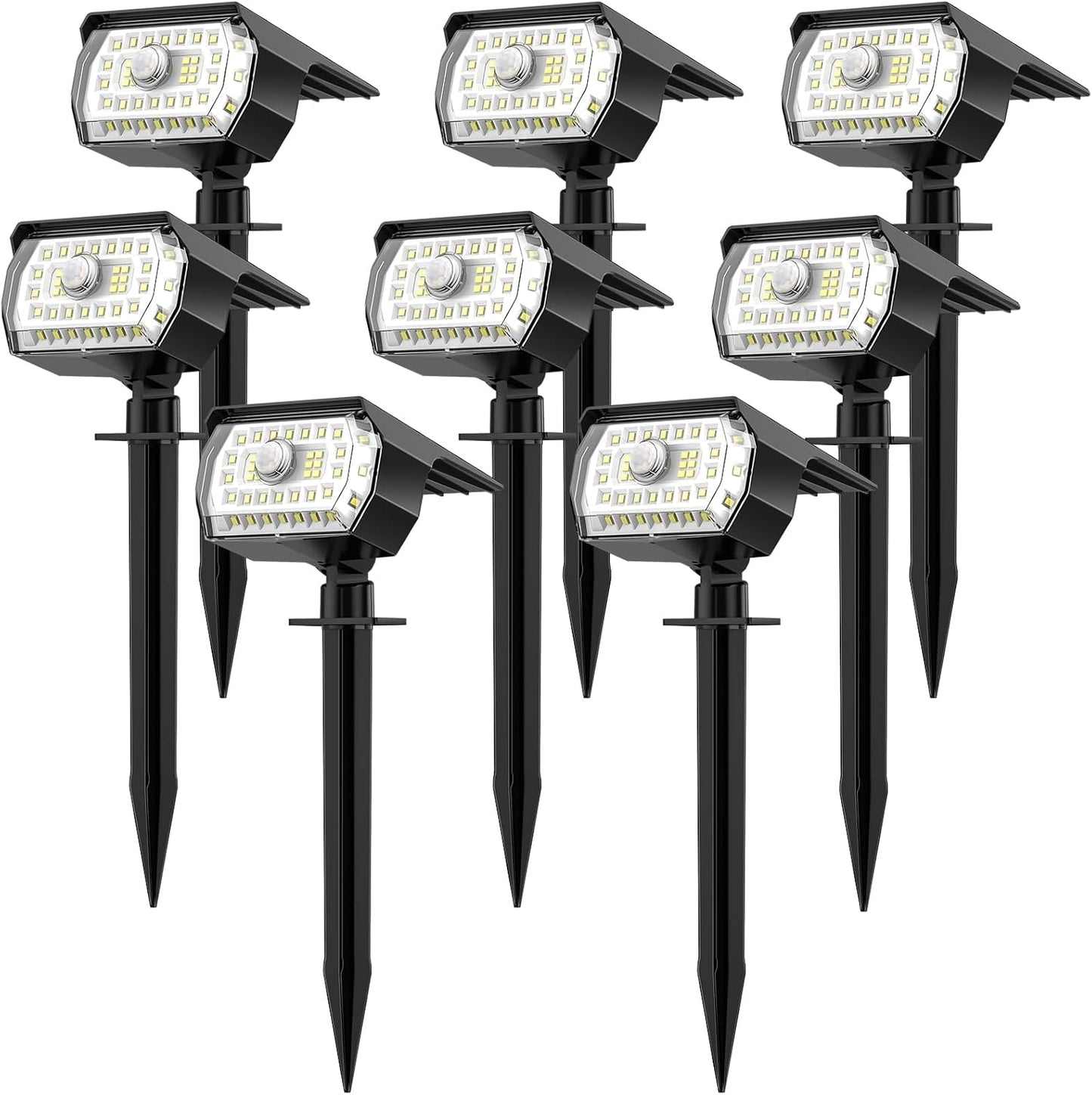 Solar Spot Lights Outdoor - 8 Pack with Motion Sensor Features