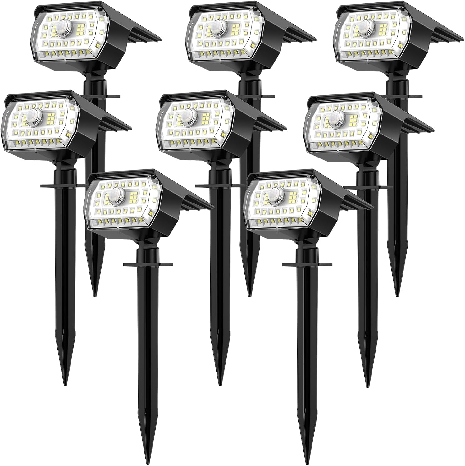 Solar Spot Lights Outdoor - 8 Pack with Motion Sensor Features
