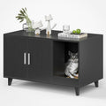 Hidden Cat Litter Box Enclosure Furniture with Scratching Mat