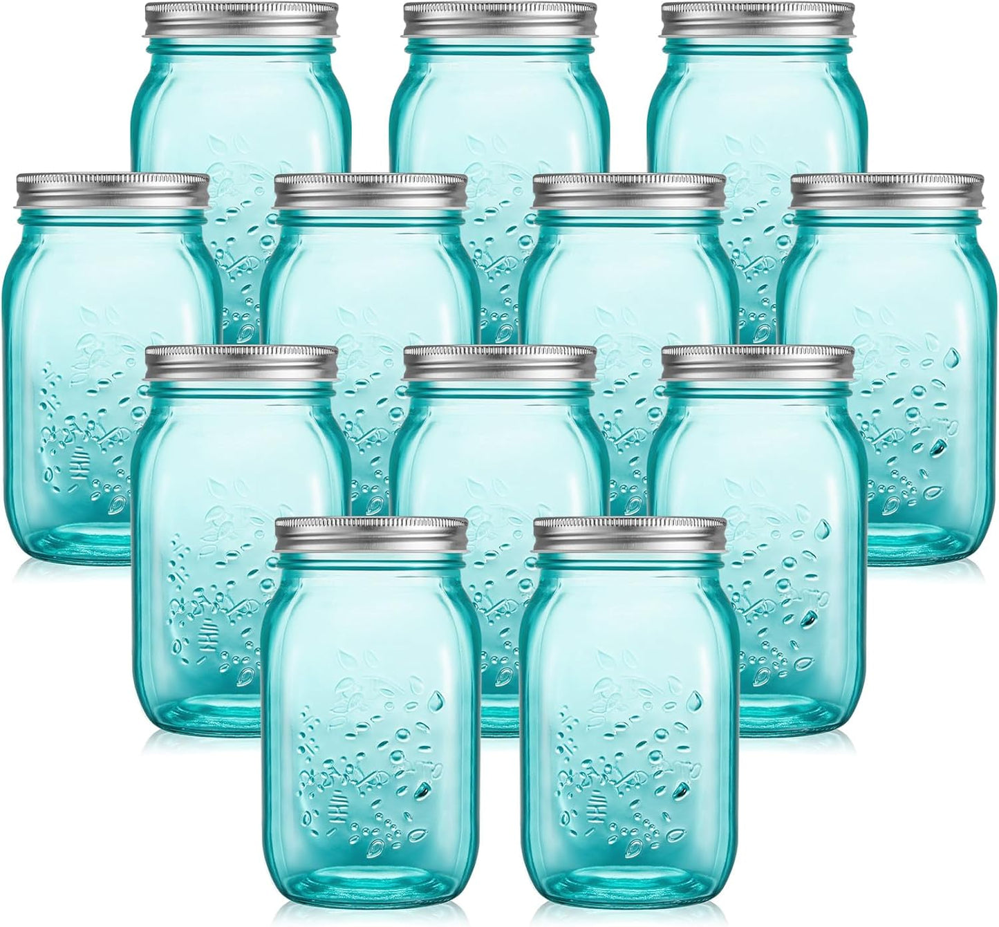 Tessco 12 Pcs 16 oz Colored Mason Jars for Food Storage