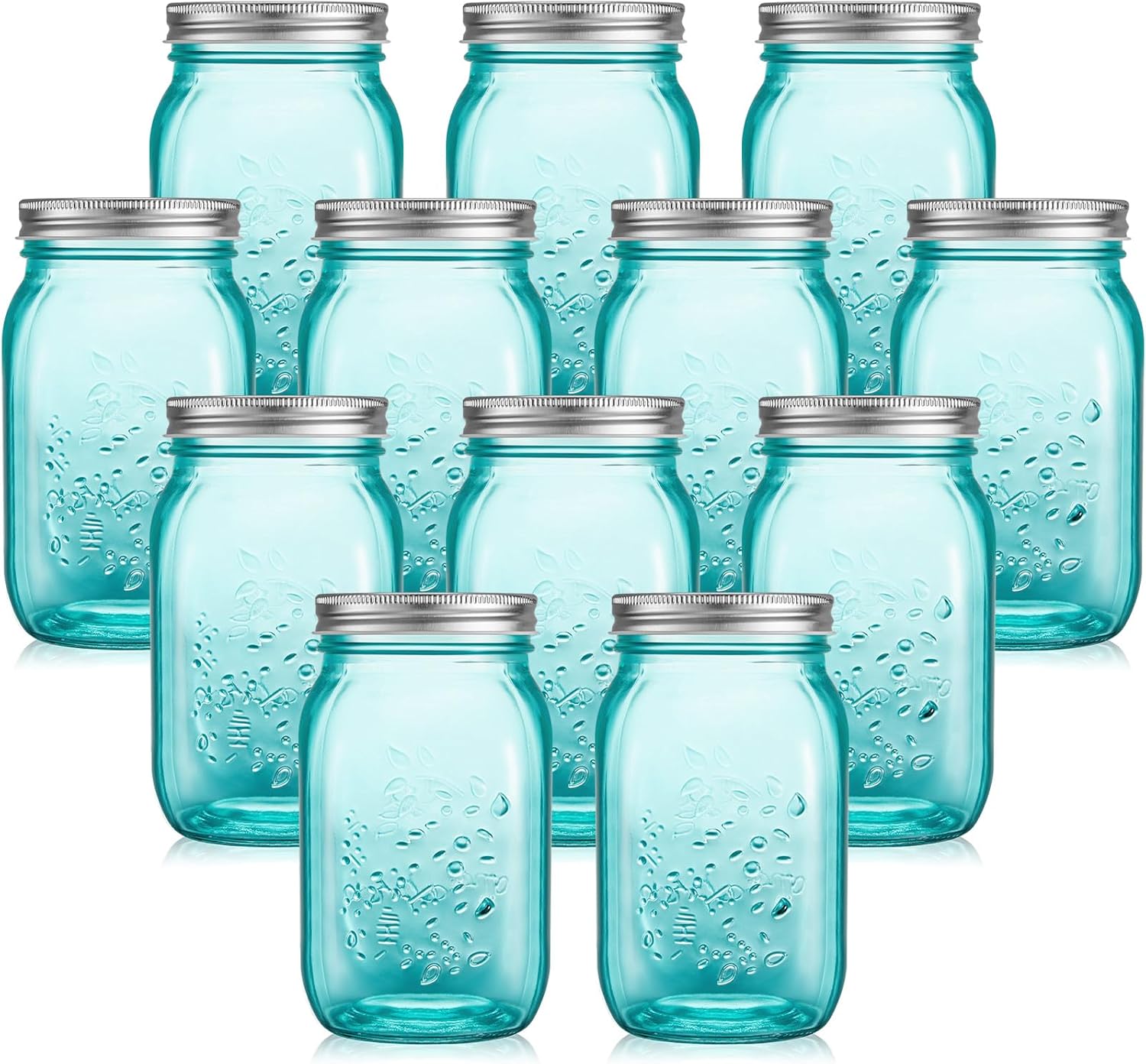 Tessco 12 Pcs 16 oz Colored Mason Jars for Food Storage