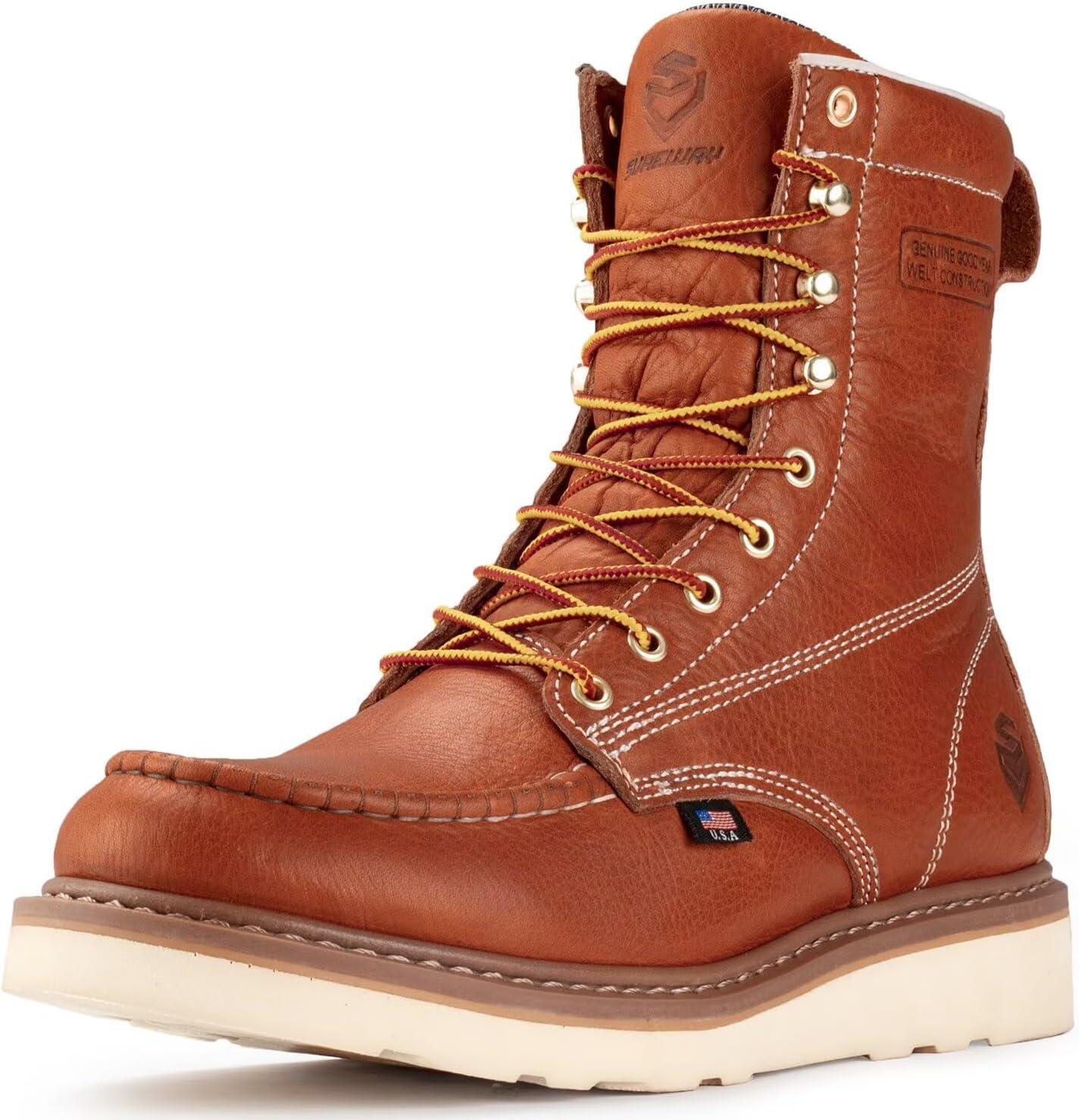 SUREWAY 8in Wedge Moc Toe Work Boots for Men - Comfort & Safety
