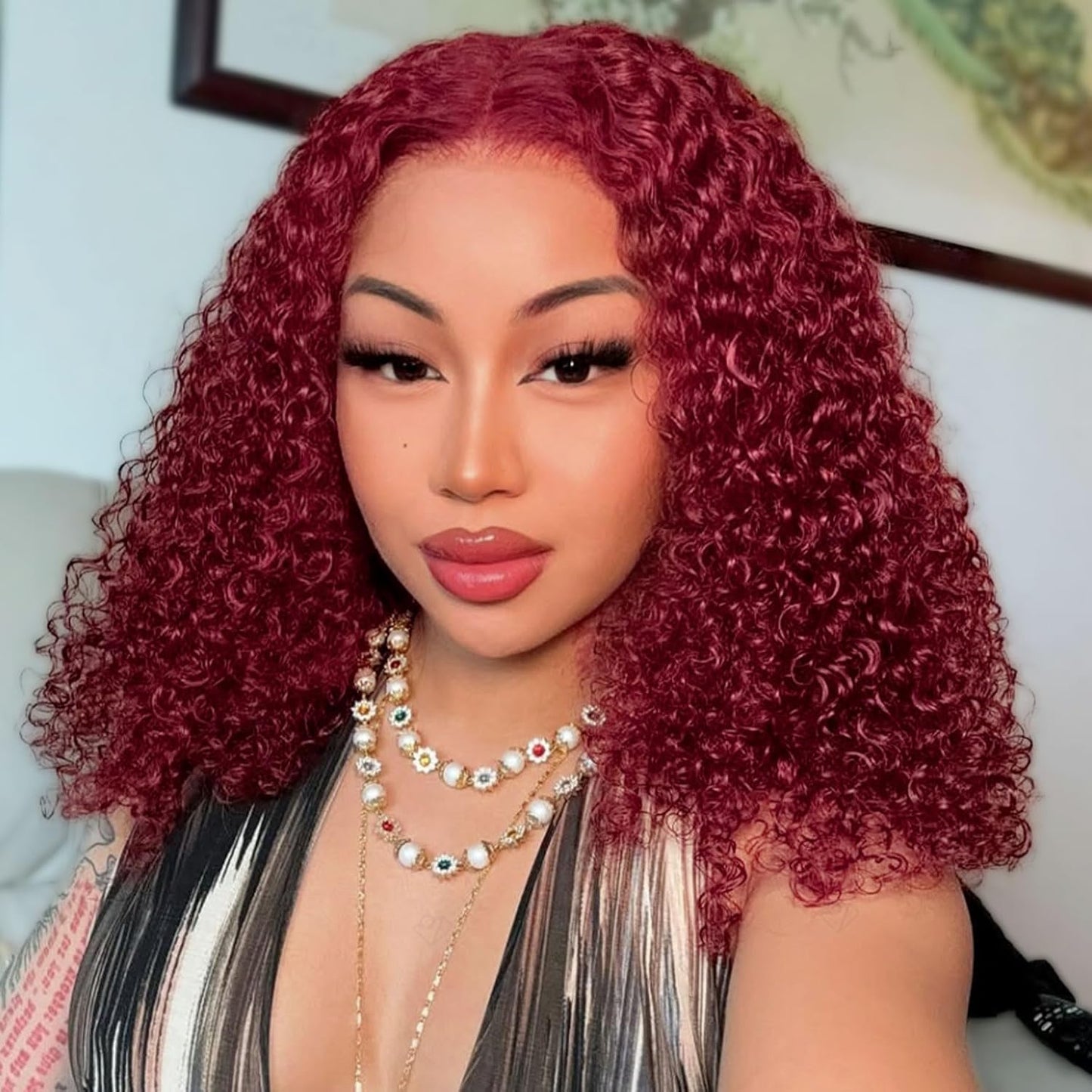 99J Burgundy Deep Wave BOB Lace Front Wigs by HIRIREMY