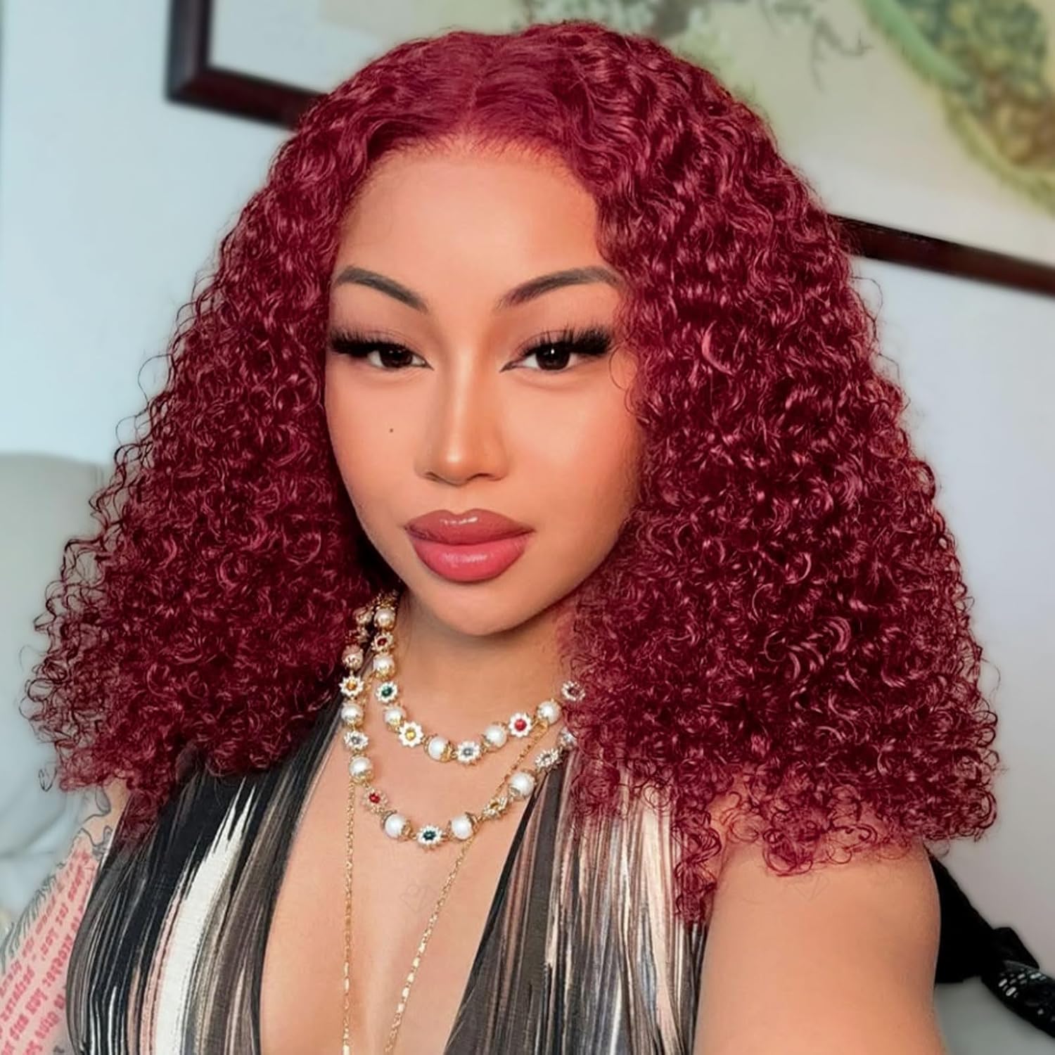 99J Burgundy Deep Wave BOB Lace Front Wigs by HIRIREMY
