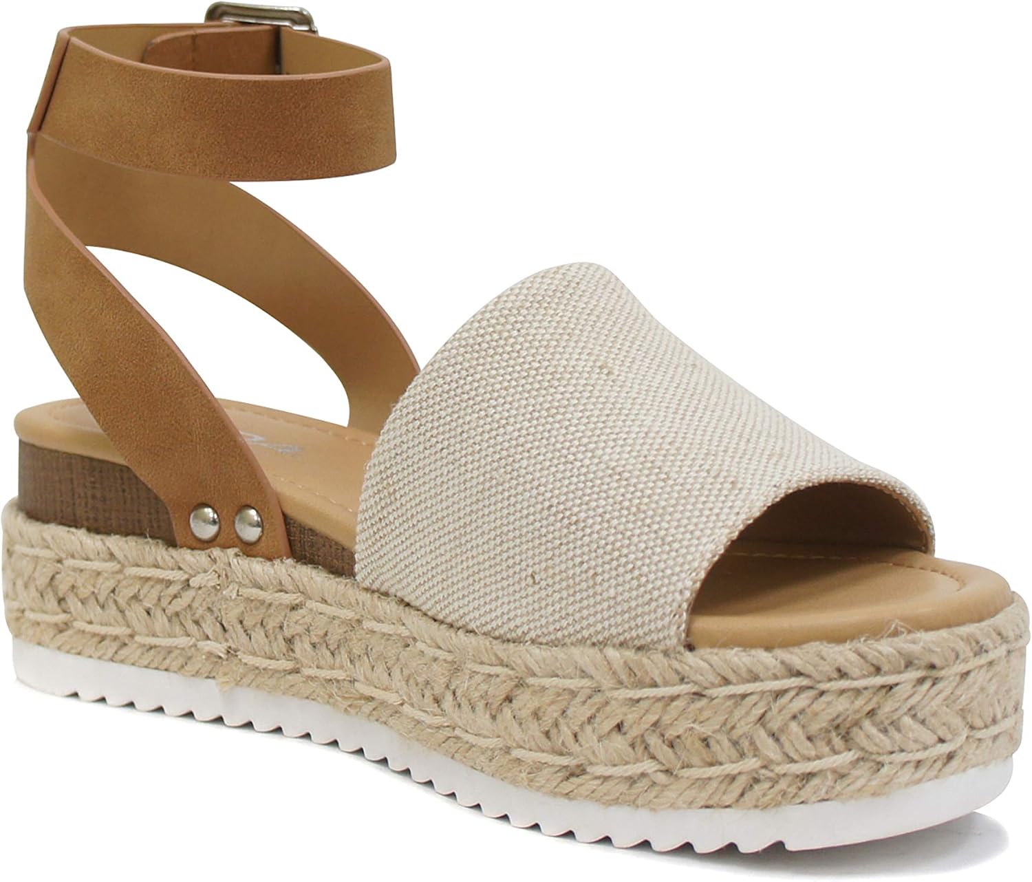 Soda Topic Open Toe Buckle Ankle Strap Espadrilles Flatform Wedge