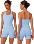 ABOCIW Workout Sets for Women 2 Piece Seamless Halter Bra & Shorts hug
