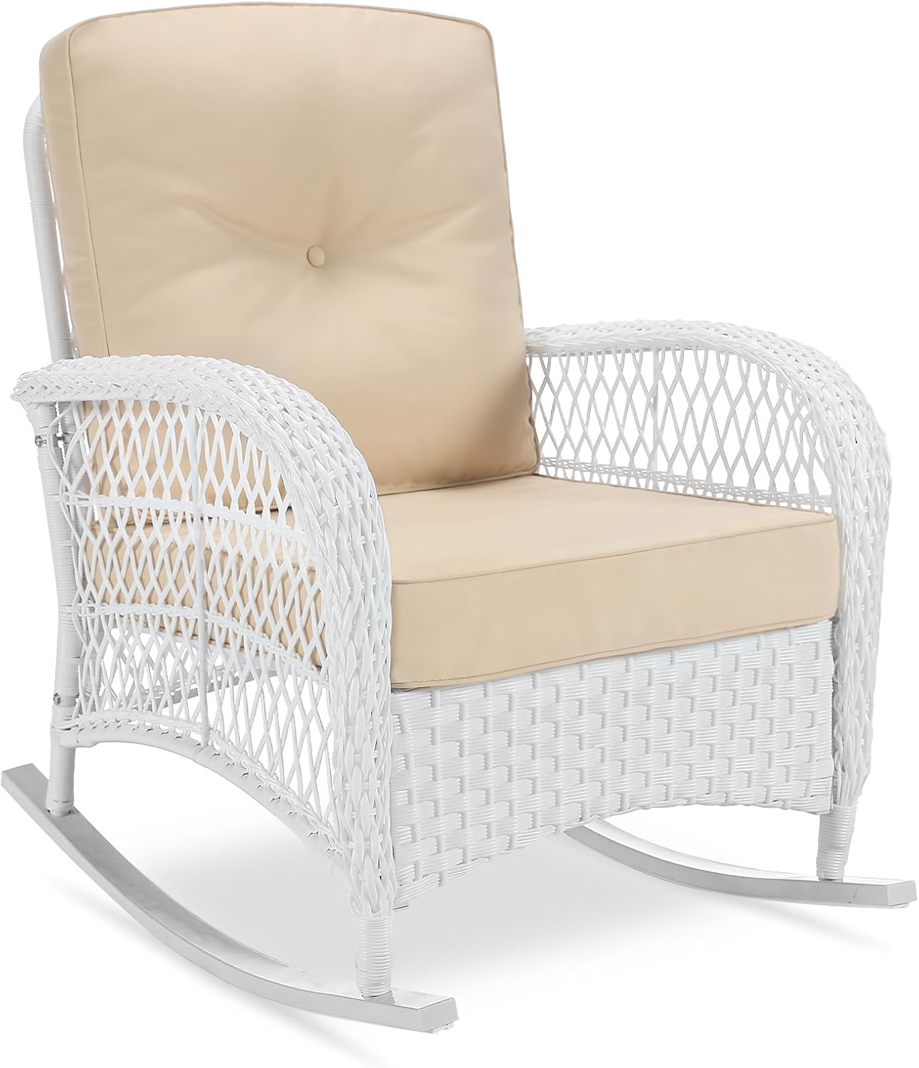 VIVIJASON Outdoor Wicker Rocking Chair for Patio & Garden