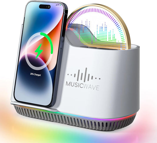 Night Lights Bluetooth Speaker with Wireless Charger and Holder