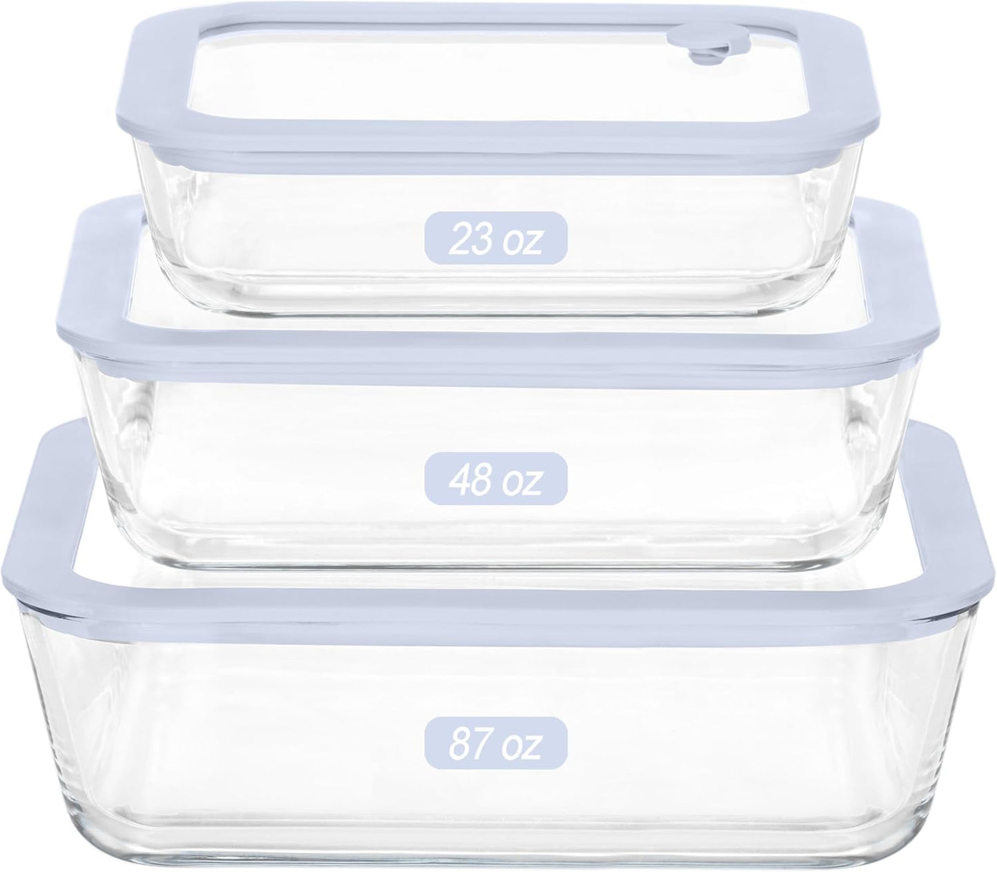 Urban Green Glass Food Container Set with Silicone Lids, 3 Pack