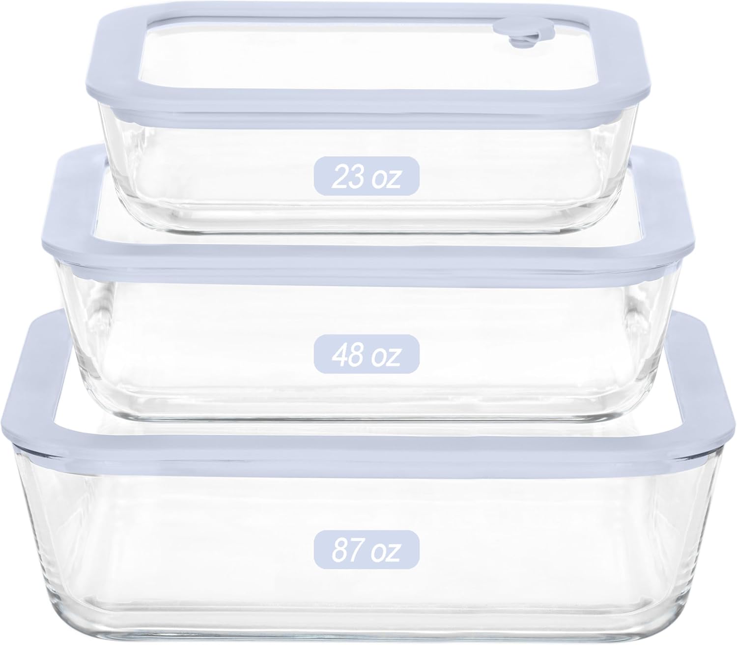 Urban Green Glass Food Container Set with Silicone Lids, 3 Pack
