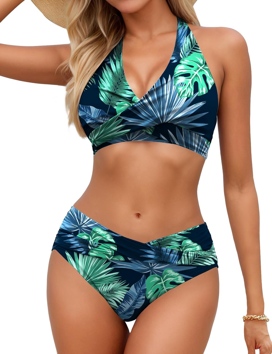 Sopliagon Women's Bikini Sets Twist Front Two Piece Swimsuit