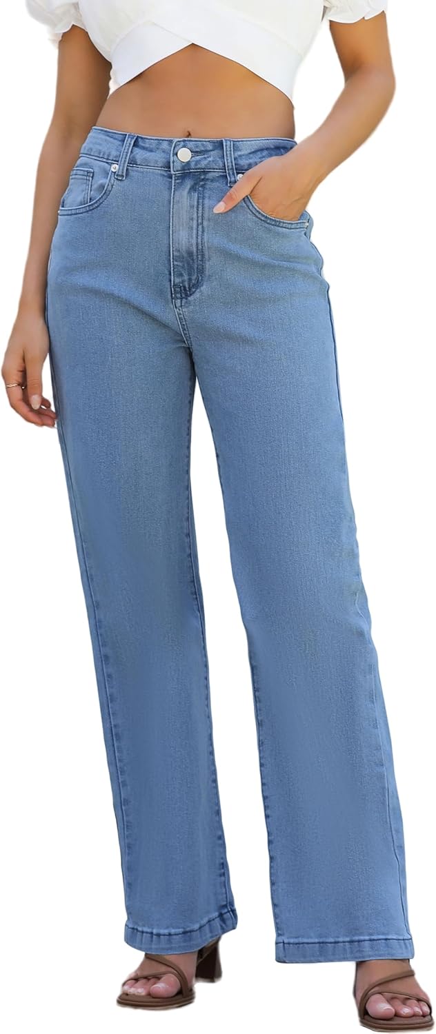 Womens High Waisted Straight Leg Loose Stretchy Jeans 2025