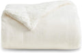 Twin Sherpa Fleece Throw Blanket 60x80 in Cream - Thick & Soft