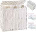 Laundry Hamper with Lid 132 L Wicker Laundry Basket - Large Capacity