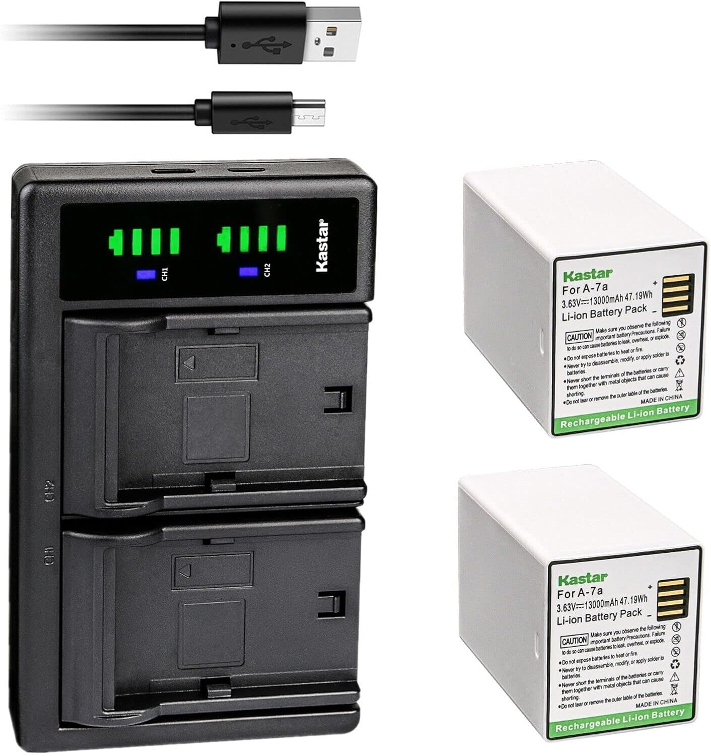 Kastar 2-Pack Battery and USB Charger for Arlo Pro 4 XL Cameras