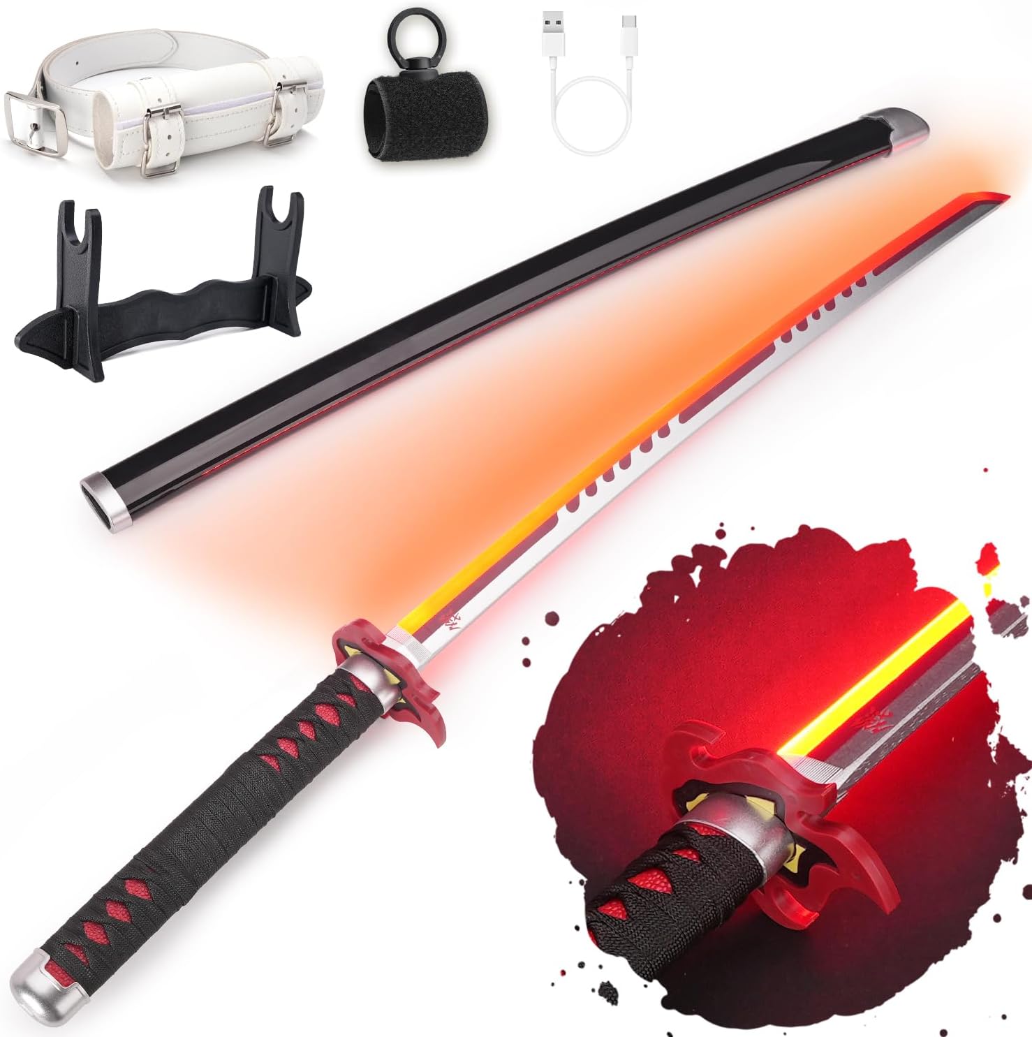 RENGENG Light Up Sword - 40 Inch Rechargeable Replica with Stand