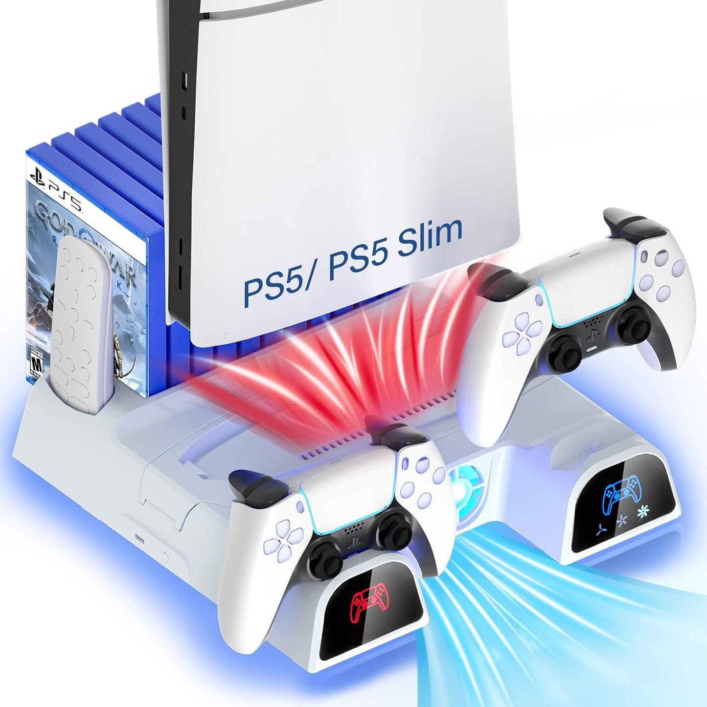 Nargos PS5 Cooling Station: 3-Level Fan & Controller Charge