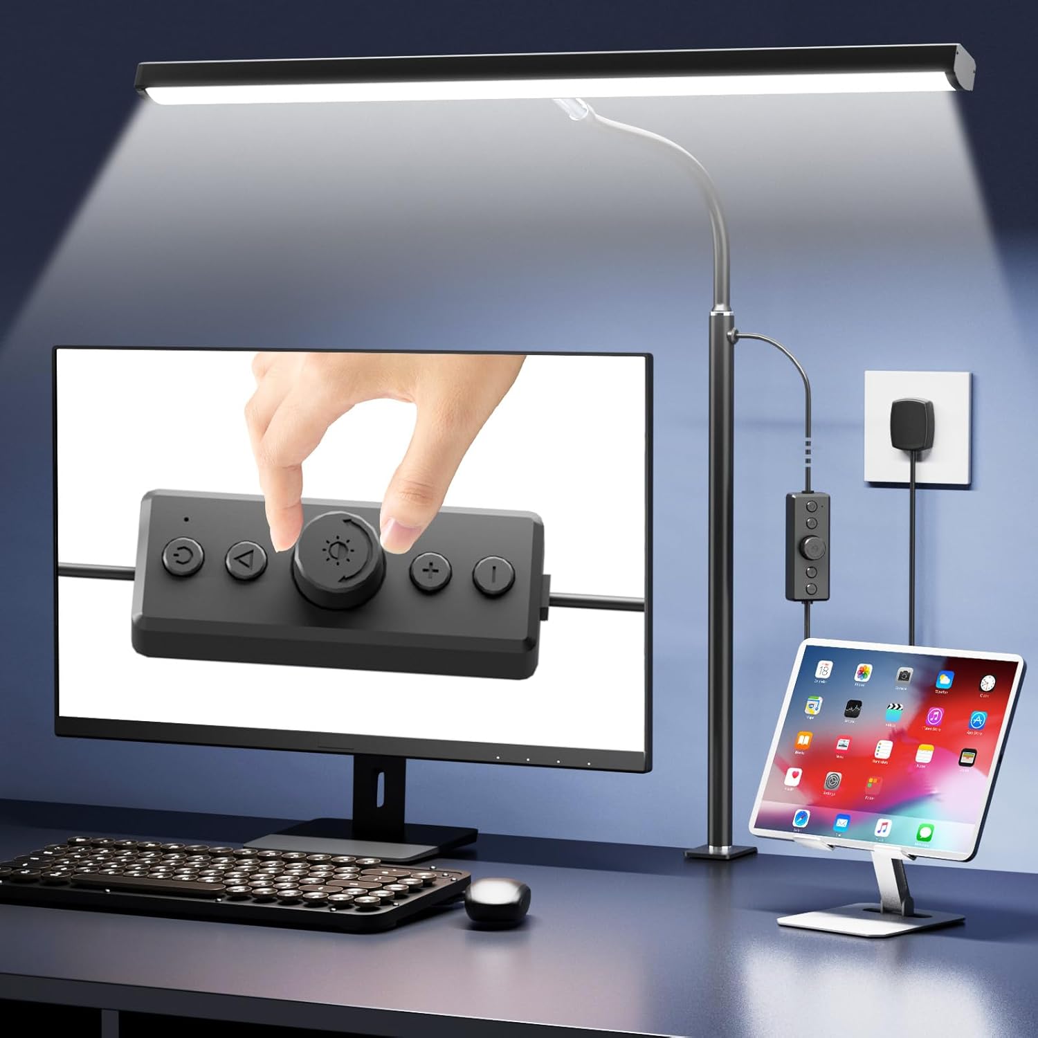 1500Lumen Eye-Caring LED Desk Lamp: Stepless Dimming & Memory Function