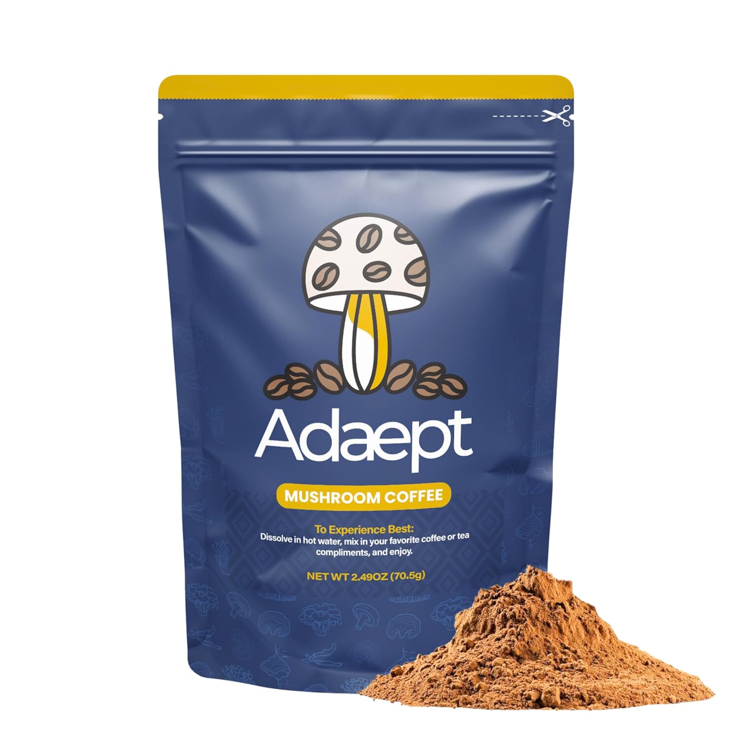 Adaept Organic Mushroom Coffee | Focus & Energy Boost | 30 Servings