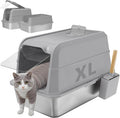 Stainless Steel Litter Box with Lid XL Extra Large - Leakproof, Easy