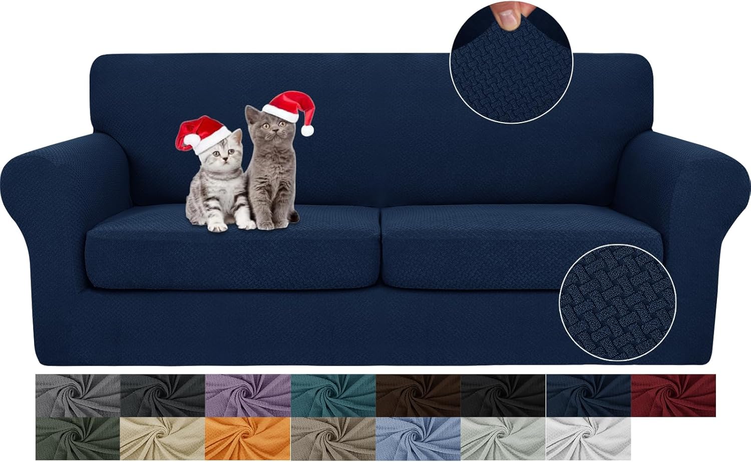 JIVINER 3 Pieces Couch Covers for 2 Cushion Sofa Slipcover