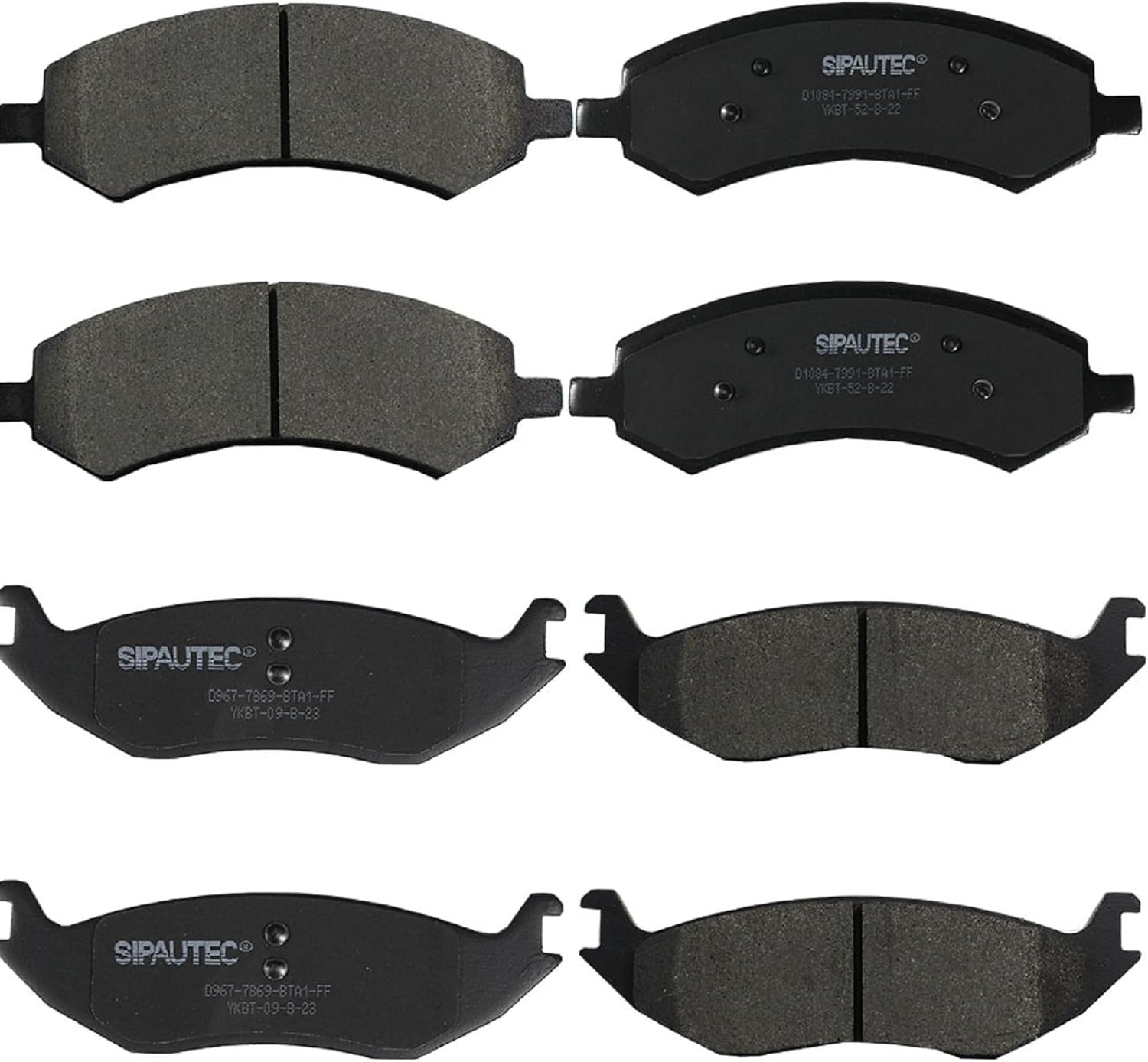 SIPAUTEC Front and Rear Brake Pad Set for Dodge Ram 1500