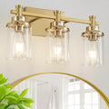 3 Light Gold Bathroom Vanity Light Over Mirror - Modern Brushed Brass