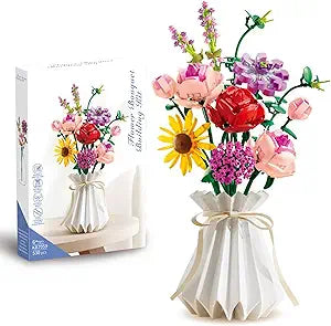 Matafyan Adults Flower Bouquet Building Set for Women