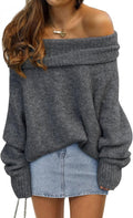 Off The Shoulder Womens Oversized Pullover Sweater - Cozy Fall Staple