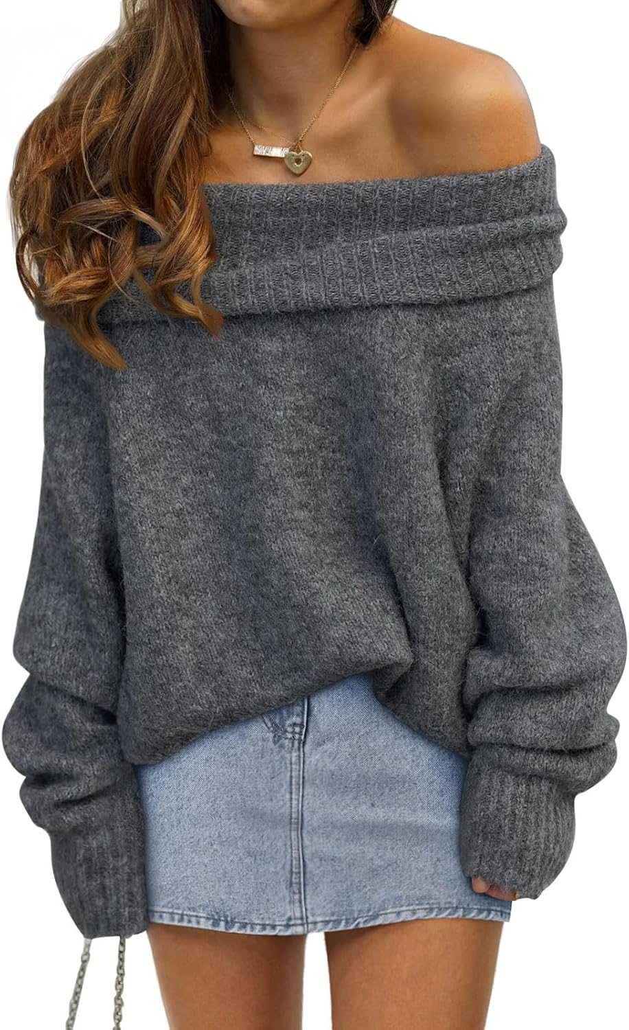 LILLUSORY Womens Off The Shoulder Sweater for Stylish Comfort