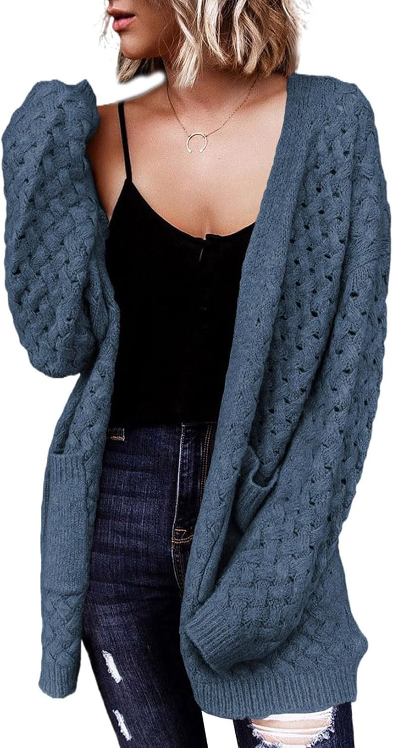 Dokotoo Women's Open Front Long Sleeve Chunky Cardigan Sweater