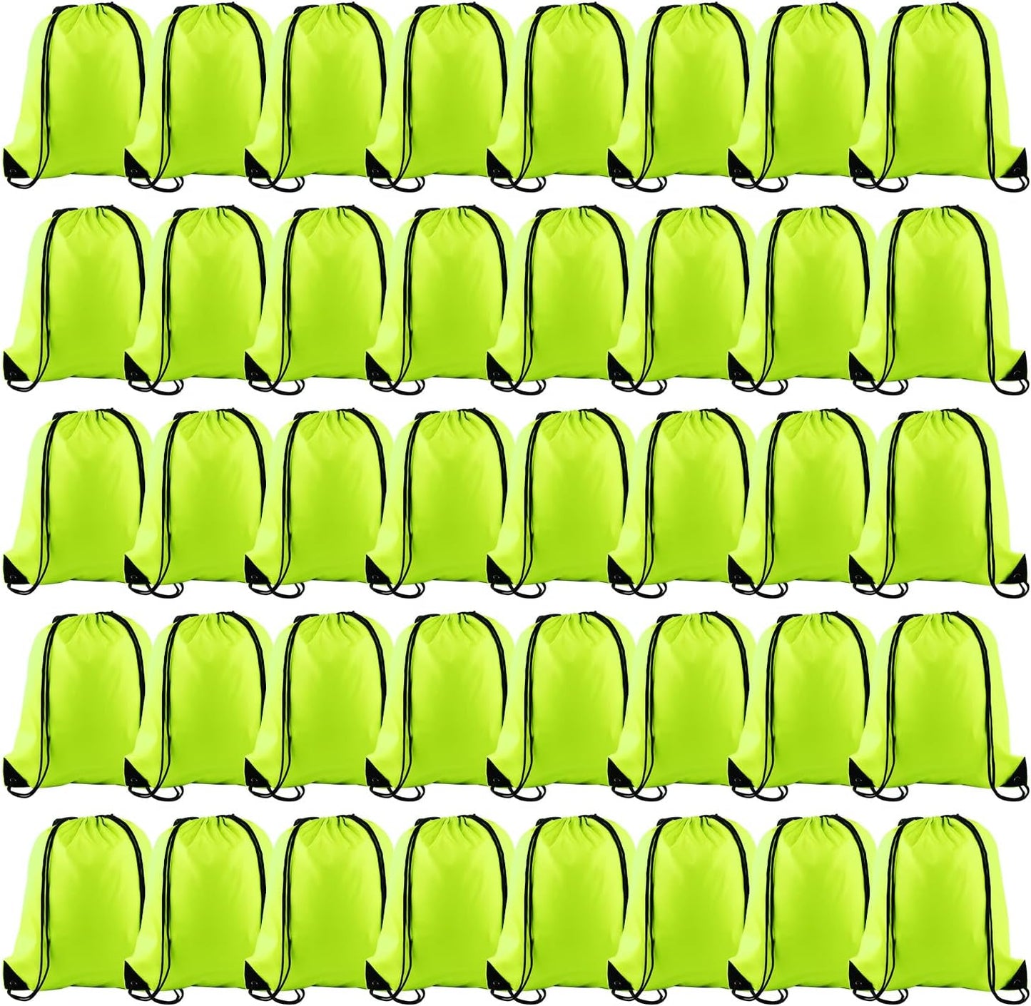 KUUQA 50Pcs Fluorescent Green Drawstring Backpack for Sports