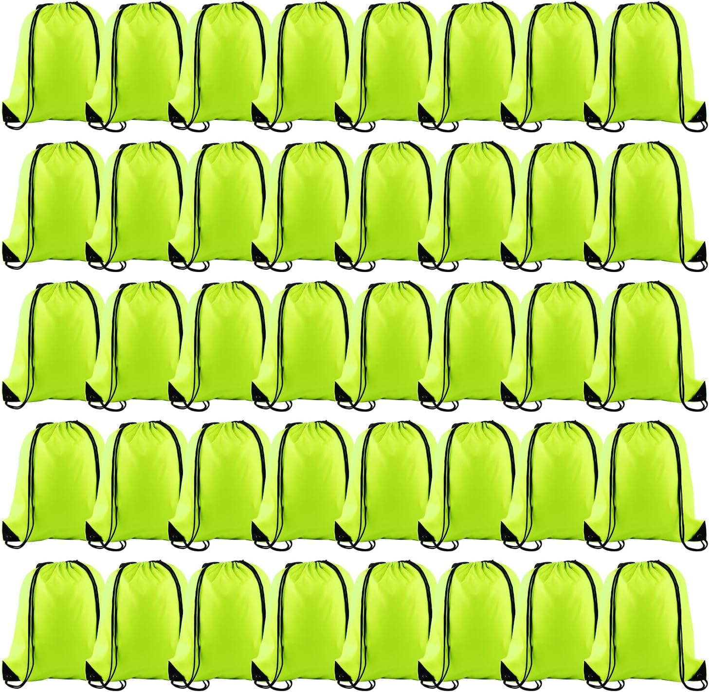 KUUQA 50Pcs Fluorescent Green Drawstring Backpack for Sports