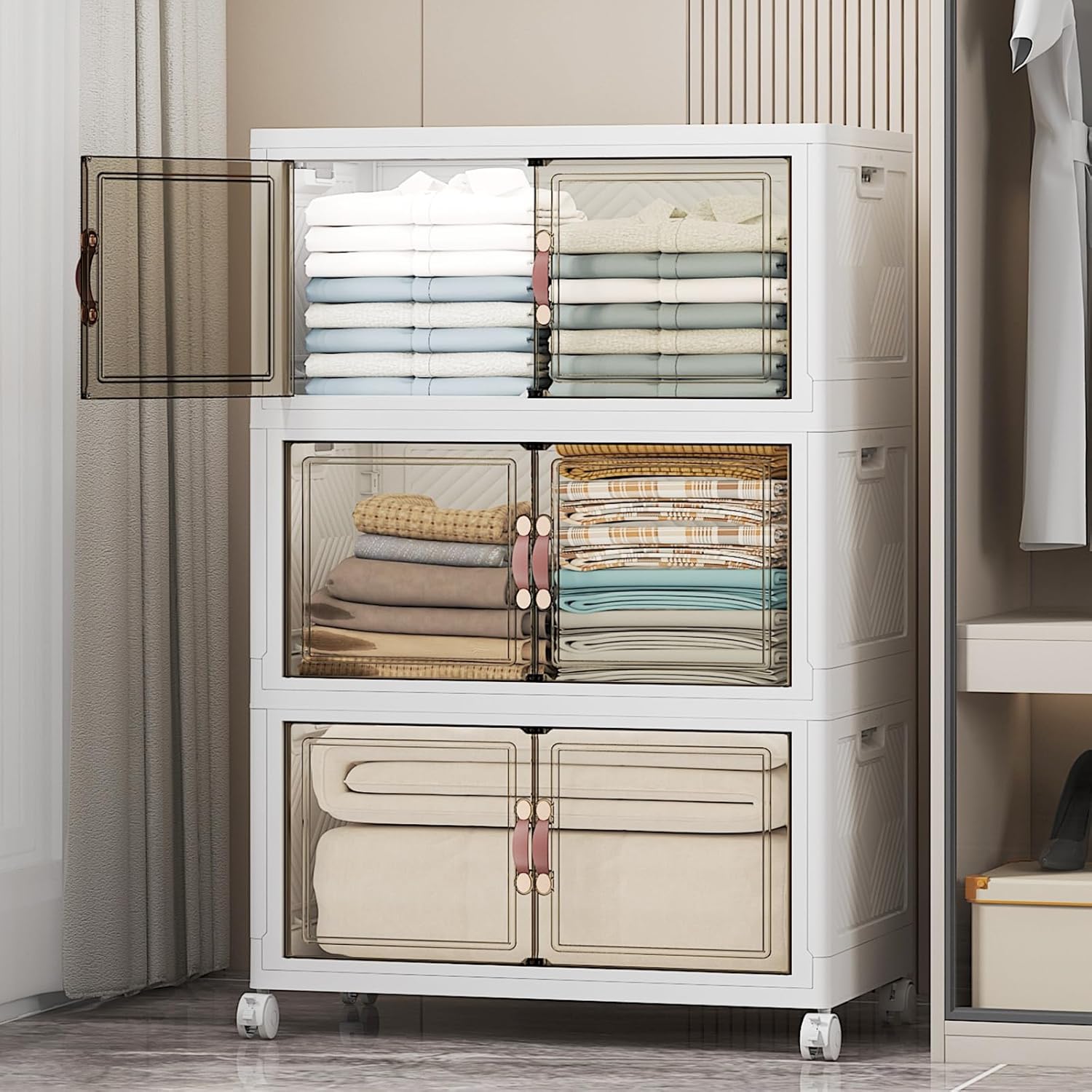 Extra Large Stackable Storage Bins with Lids & Wheels for Home