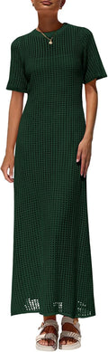 PRETTYGARDEN Eyelet Cover Up Dress - Resort Maxi Beach Sundress