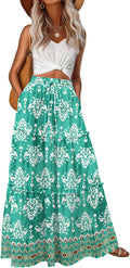 Lepunuo Womens Boho High Waisted Flowy Maxi Skirt - Comfortable Fit