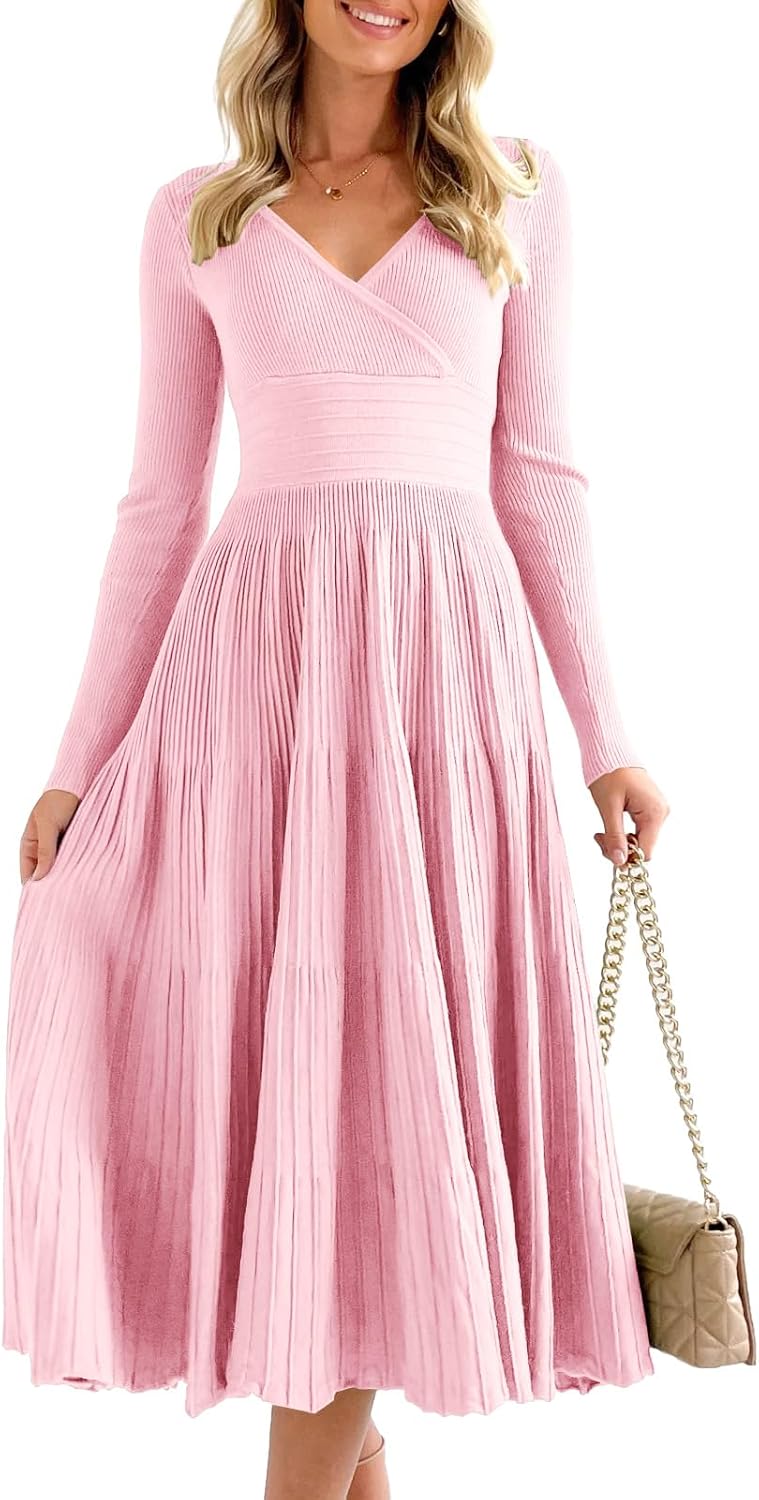 Saodimallsu Womens Long Sleeve Midi Sweater Dress for Elegance