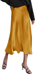 Timeless High Waist Satin Midi Skirt for Stylish Women