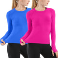 Seamless Workout Shirts for Women Long Sleeve 2 Pack - Breathable Fit