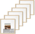 Solid Oak Wood 8x8 Picture Frames Set of 6 for Stylish Displays