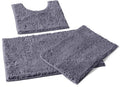 LuxUrux 3-Piece Bathroom Rug Set Plush Chenille Bath Mats - Ultra-Soft