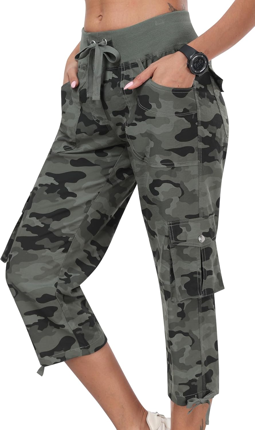 MoFiz Womens Capris with Pockets for Casual Outdoor Activities