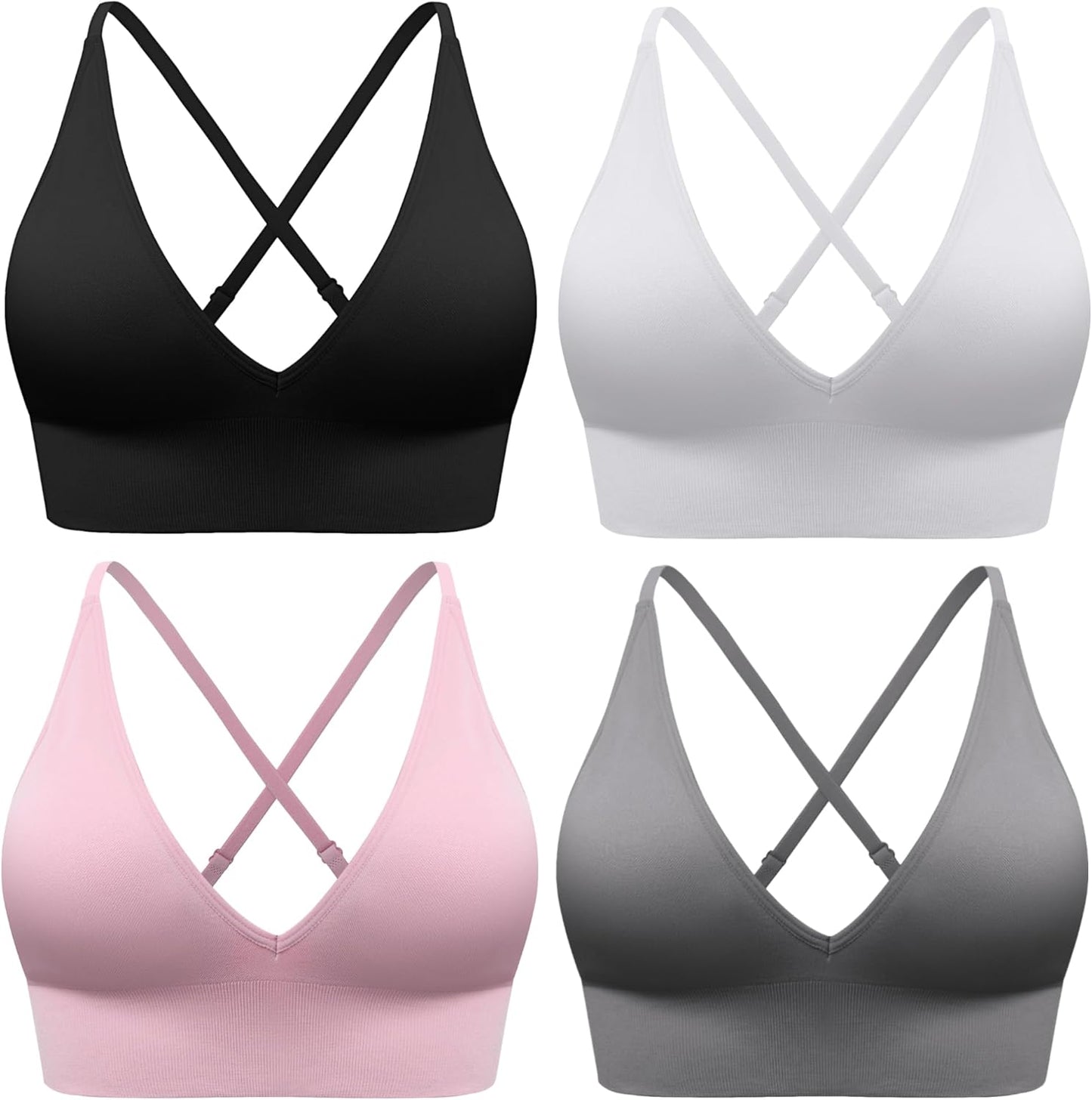 Evcute Women's Adjustable Deep V Neck Sports Bras for Comfort