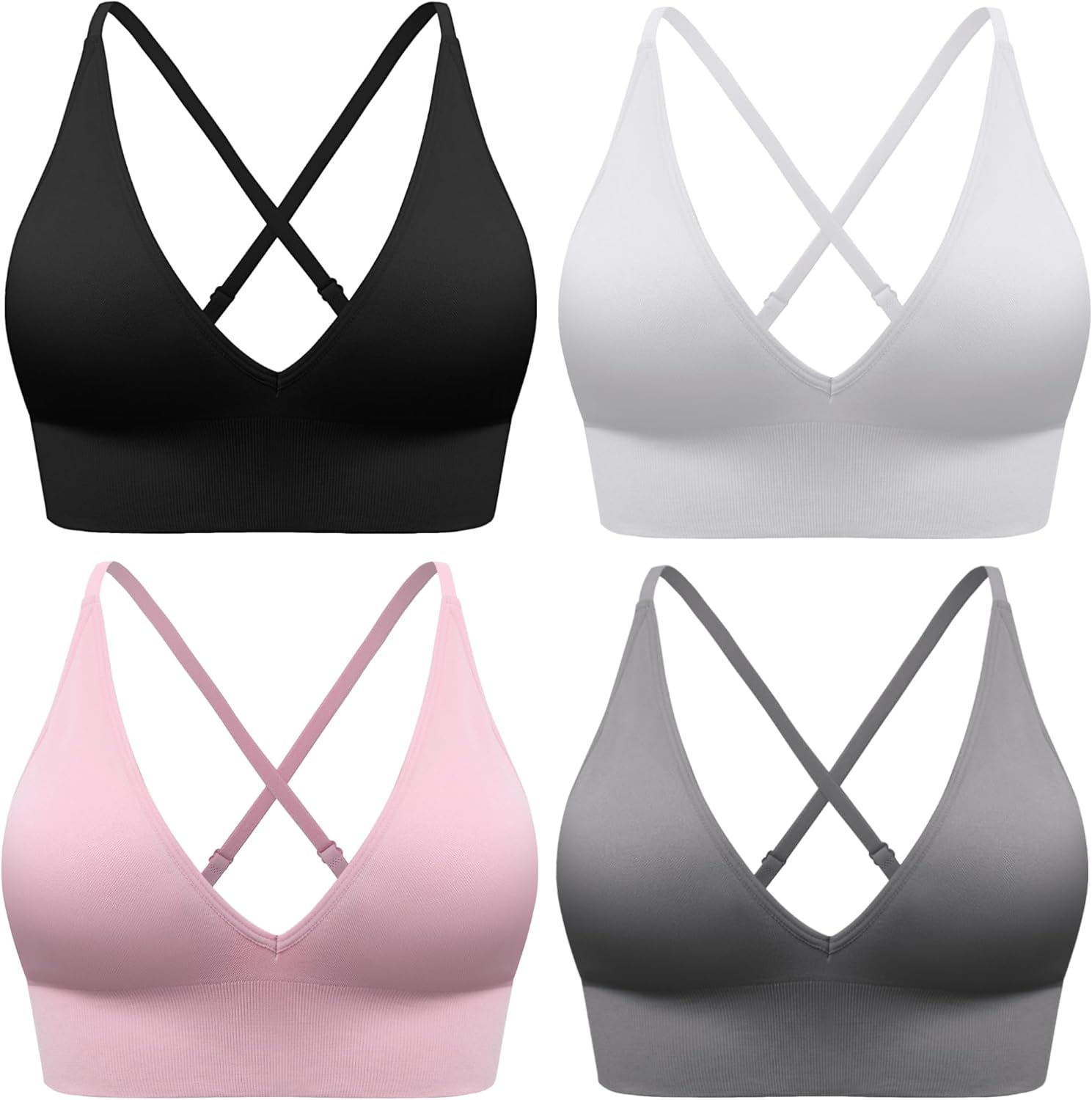 Evcute Women's Adjustable Deep V Neck Sports Bras for Comfort