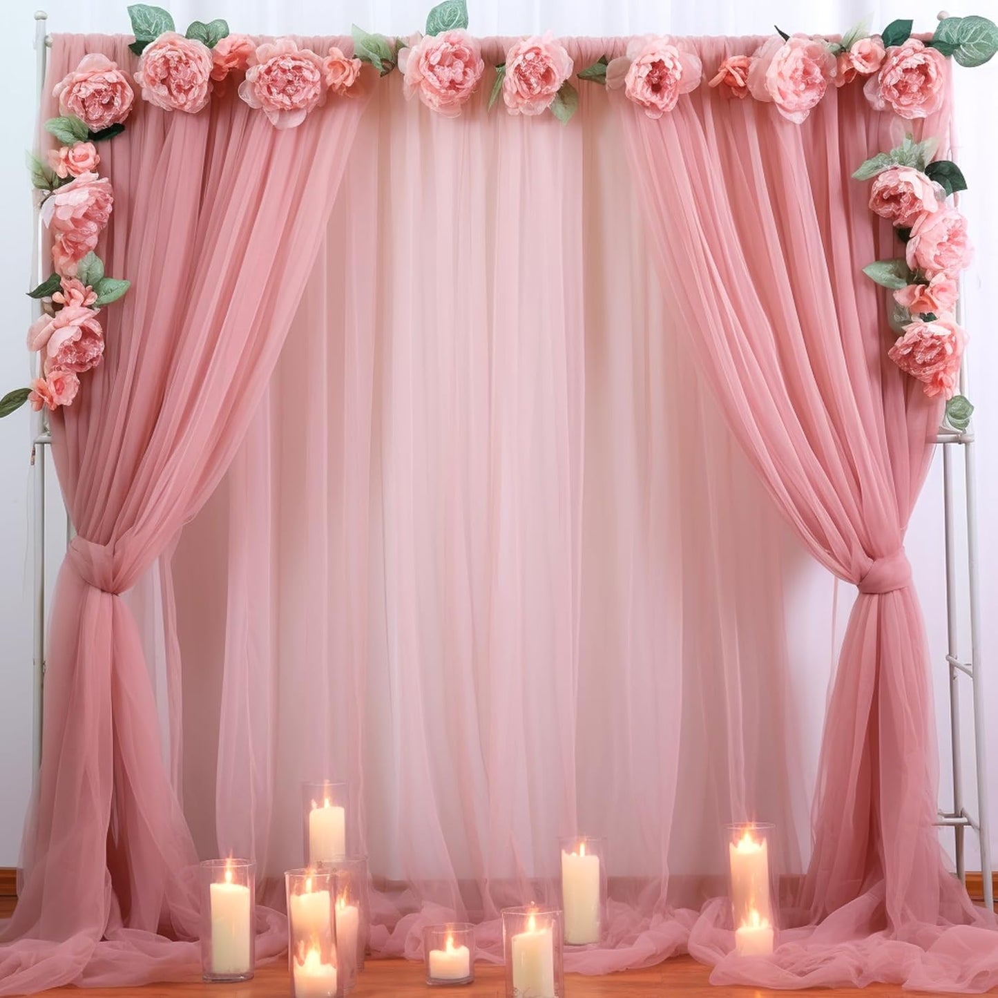Dusty Rose Tulle Backdrop Curtain for Elegant Party Decor